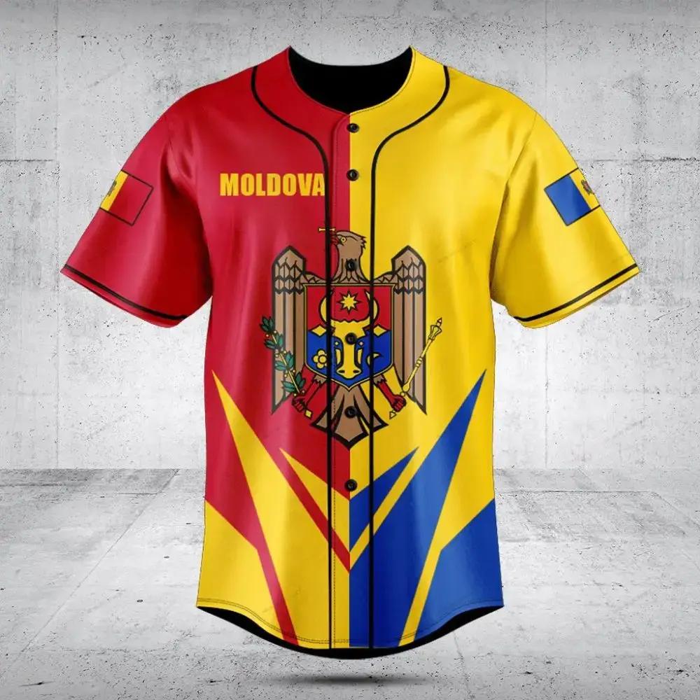 Moldova Flag Baseball Jersey - Stylish National Pride Apparel For Sports Fans Image