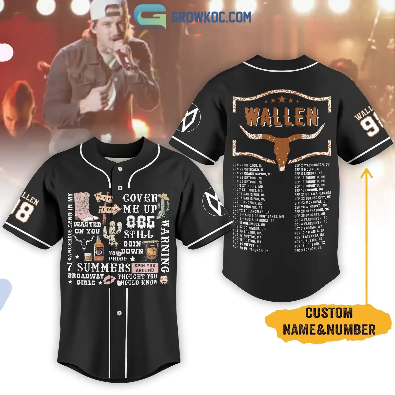 Morgan Wallen Cover Me Up World Tour 2023 Personalized Baseball Jersey Image