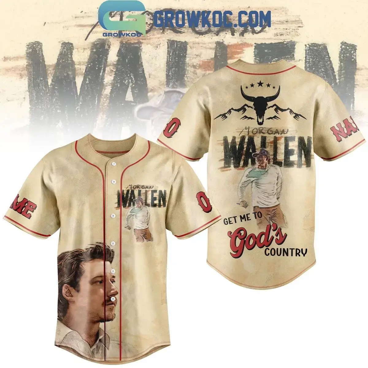 Morgan Wallen Get Me To God's Country Personalized Baseball Jersey Image