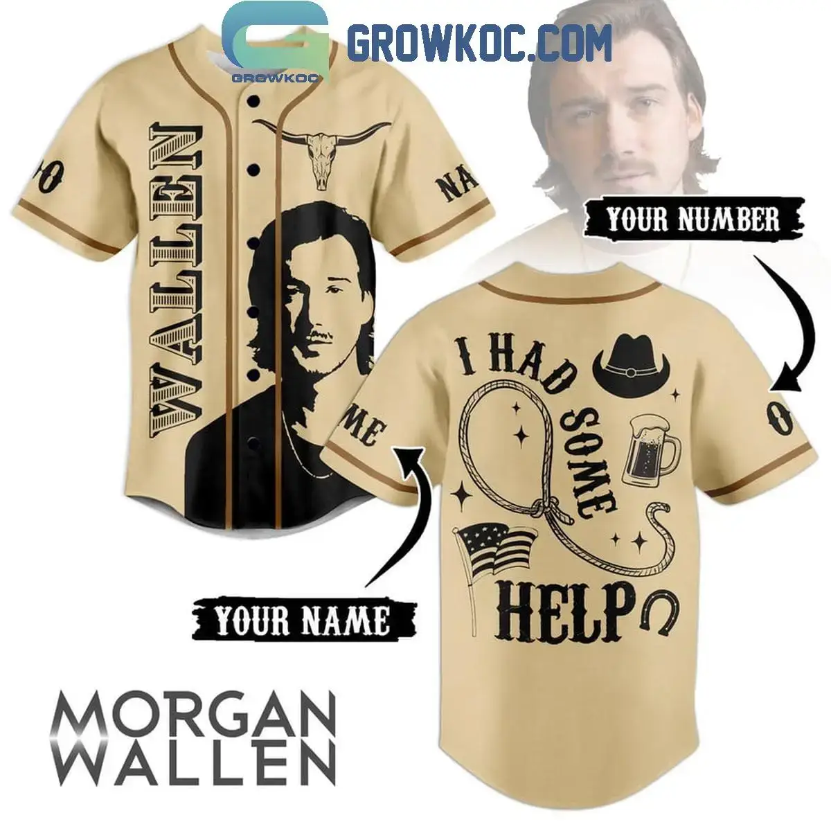 Morgan Wallen I Had Some Help Personalized Baseball Jersey Image