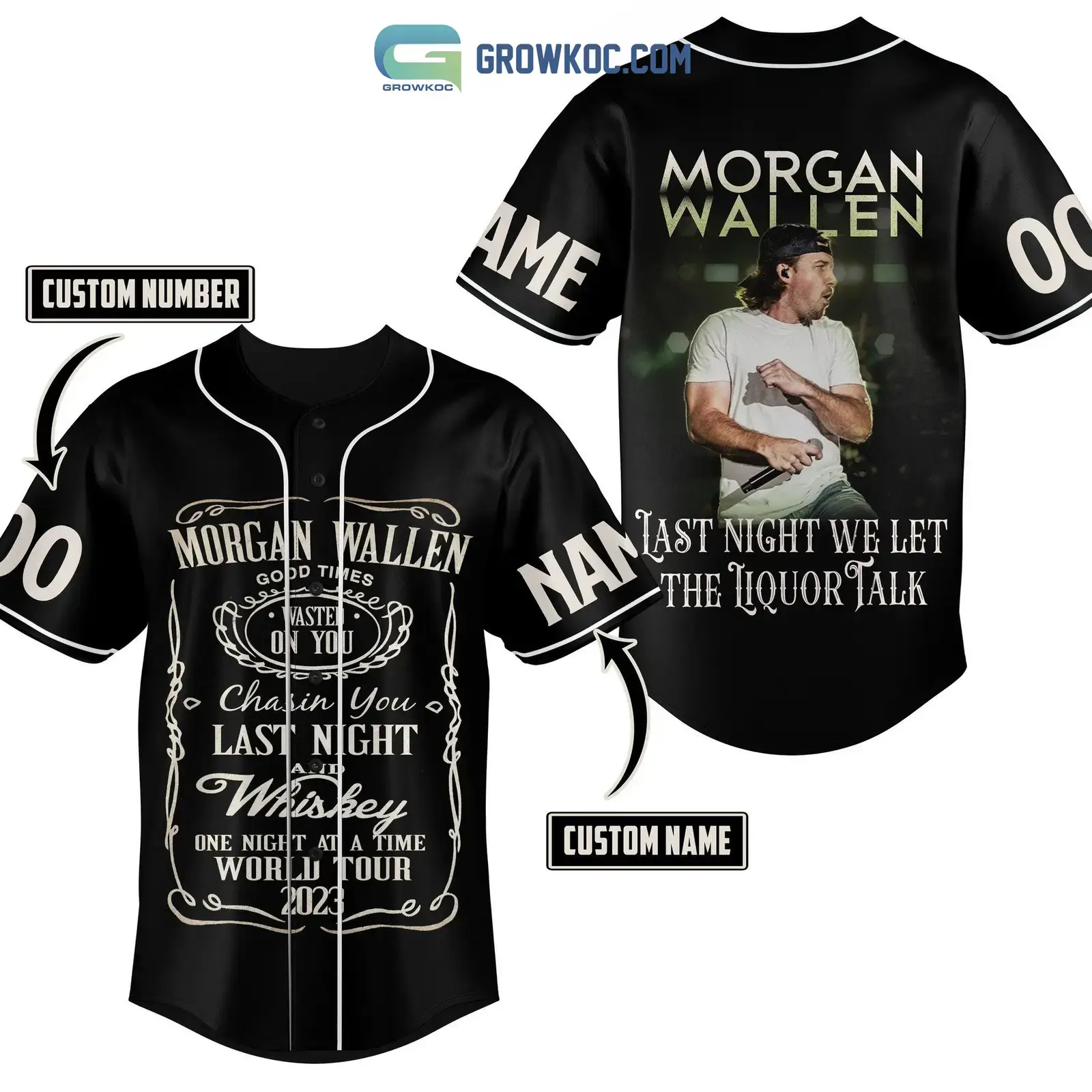Morgan Wallen Last Night We Let The Liquor Talk World Tour 2023 Personalized Baseball Jersey Image