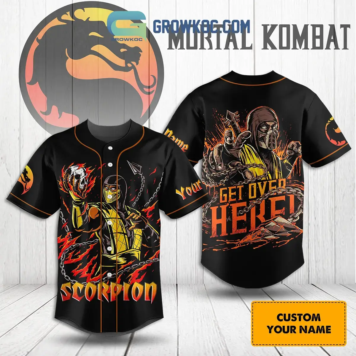 Mortal Kombat Get Over Here Dragon Personalized Baseball Jersey Image
