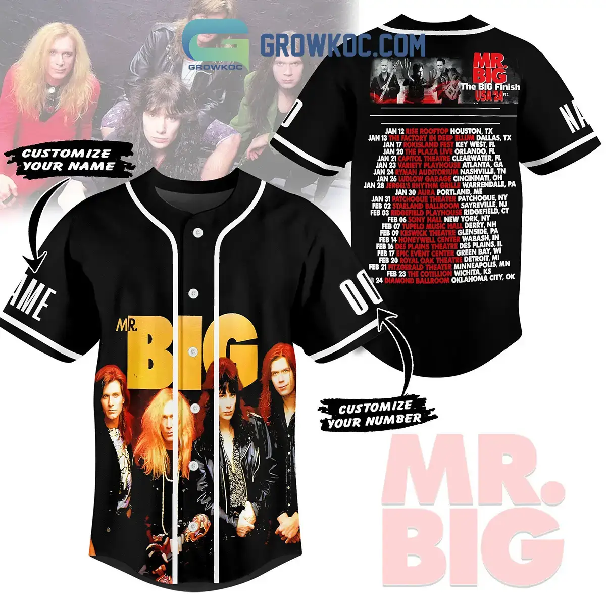 Mr. Big The Big Finish USA 24 Tour Personalized Baseball Jersey Image
