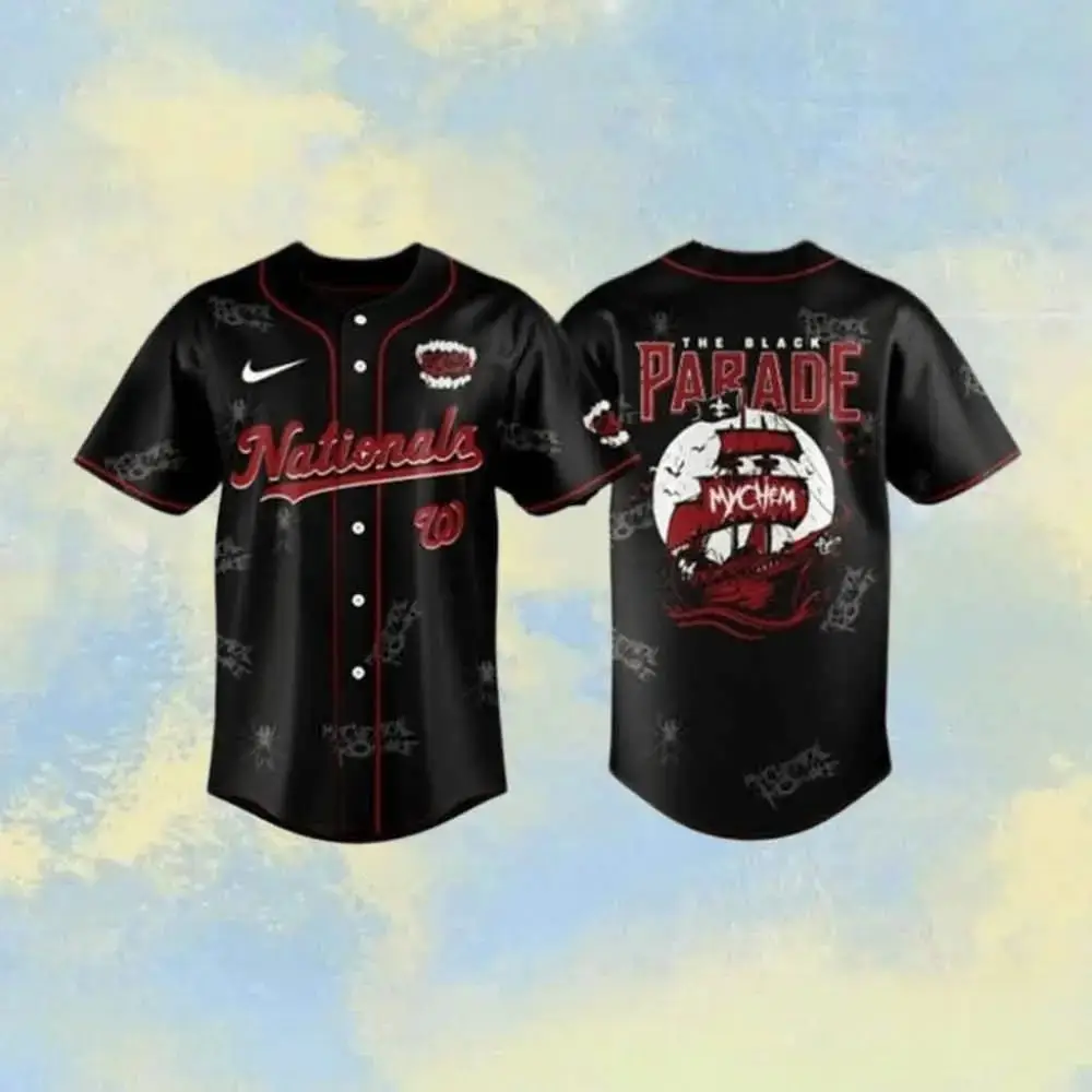 My Chemical Romance The Black Parade 2026 Washington Nationals Park Baseball Jersey Fan Merch Image
