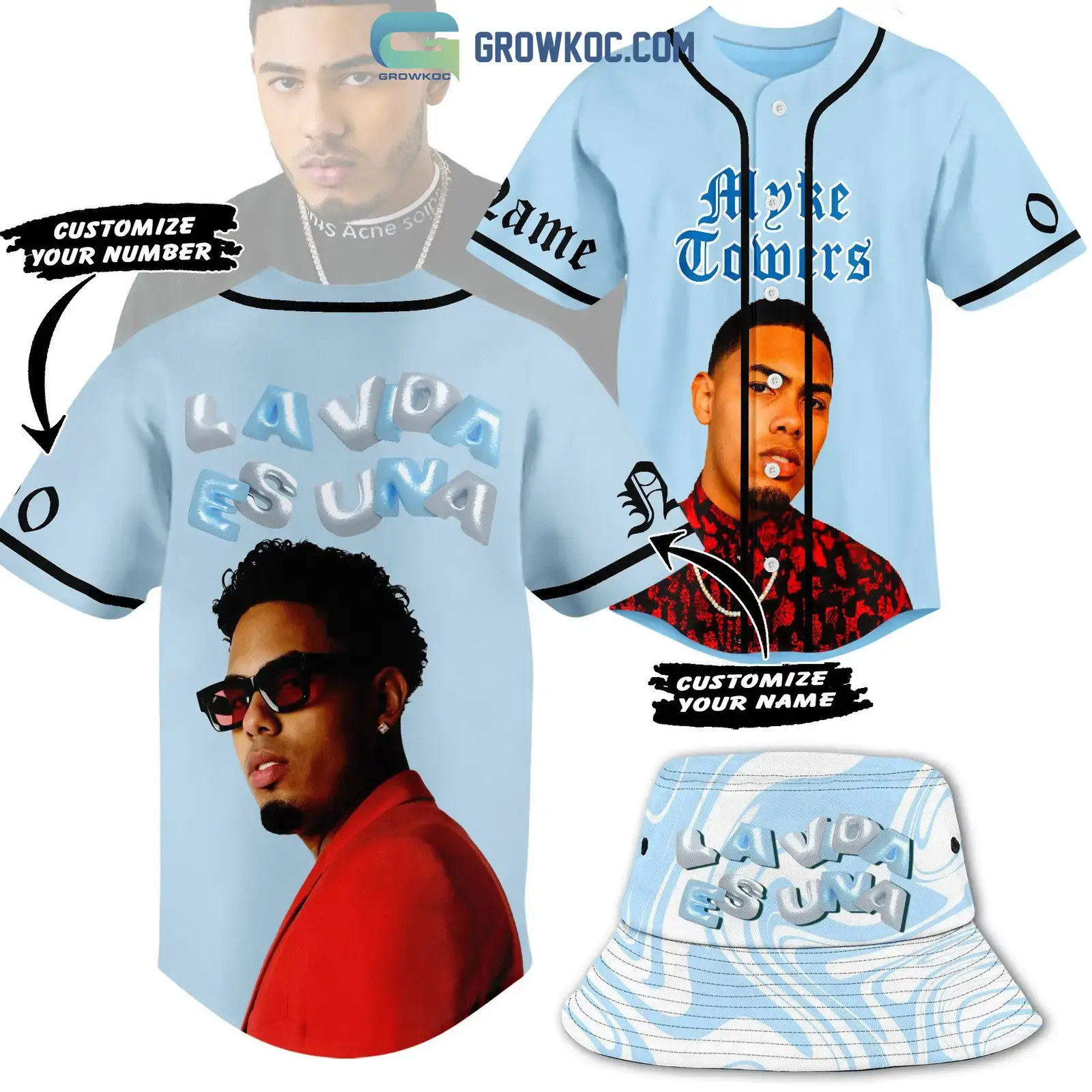 Myke Towers La Vida Es Una Personalized Baseball Jersey Image