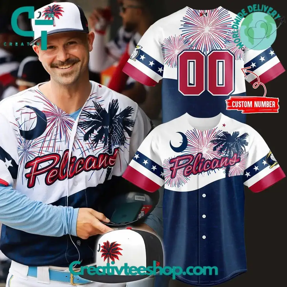Myrtle Beach Pelicans Independence Day 2025 Personalized Baseball Jersey Image