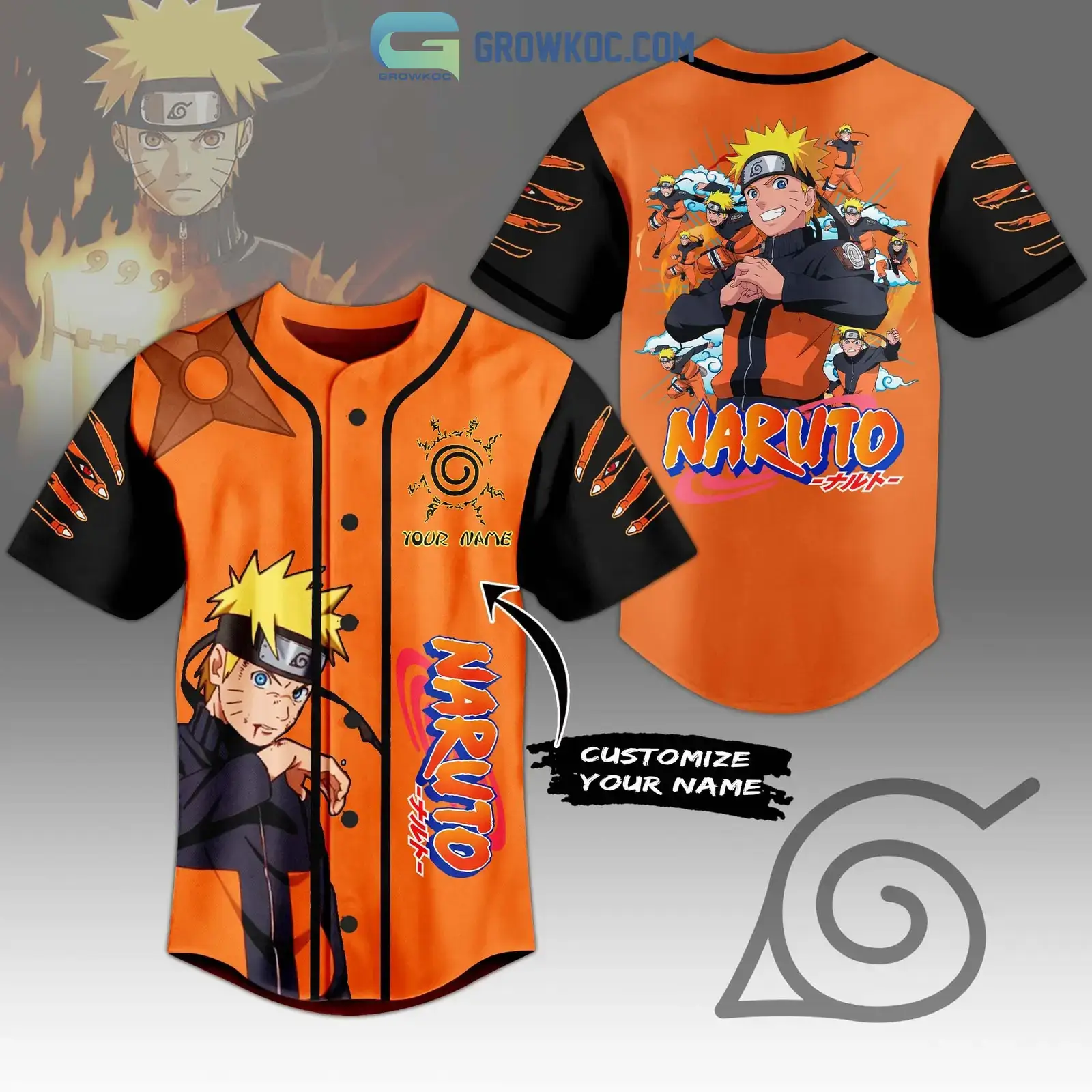 Naruto Japanese Manga Series Personalized Baseball Jersey Image