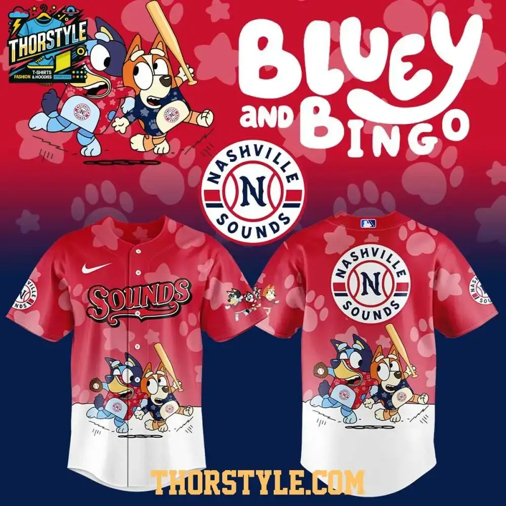 Nashville Sounds Bluey And Bingo Anniversary 2025 Baseball Jersey Image