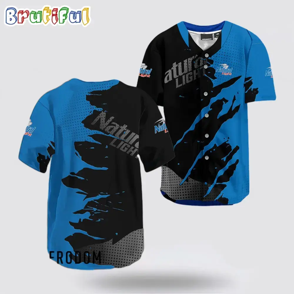 Natural Light Beer Metal Crack Pattern Baseball Jersey Image