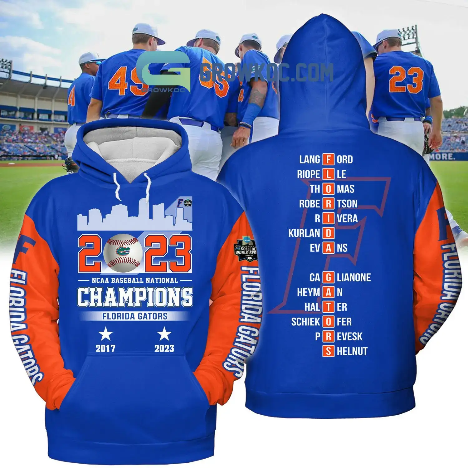 NCAA Baseball National Champions Florida Gators 2023 Baseball Jersey Image