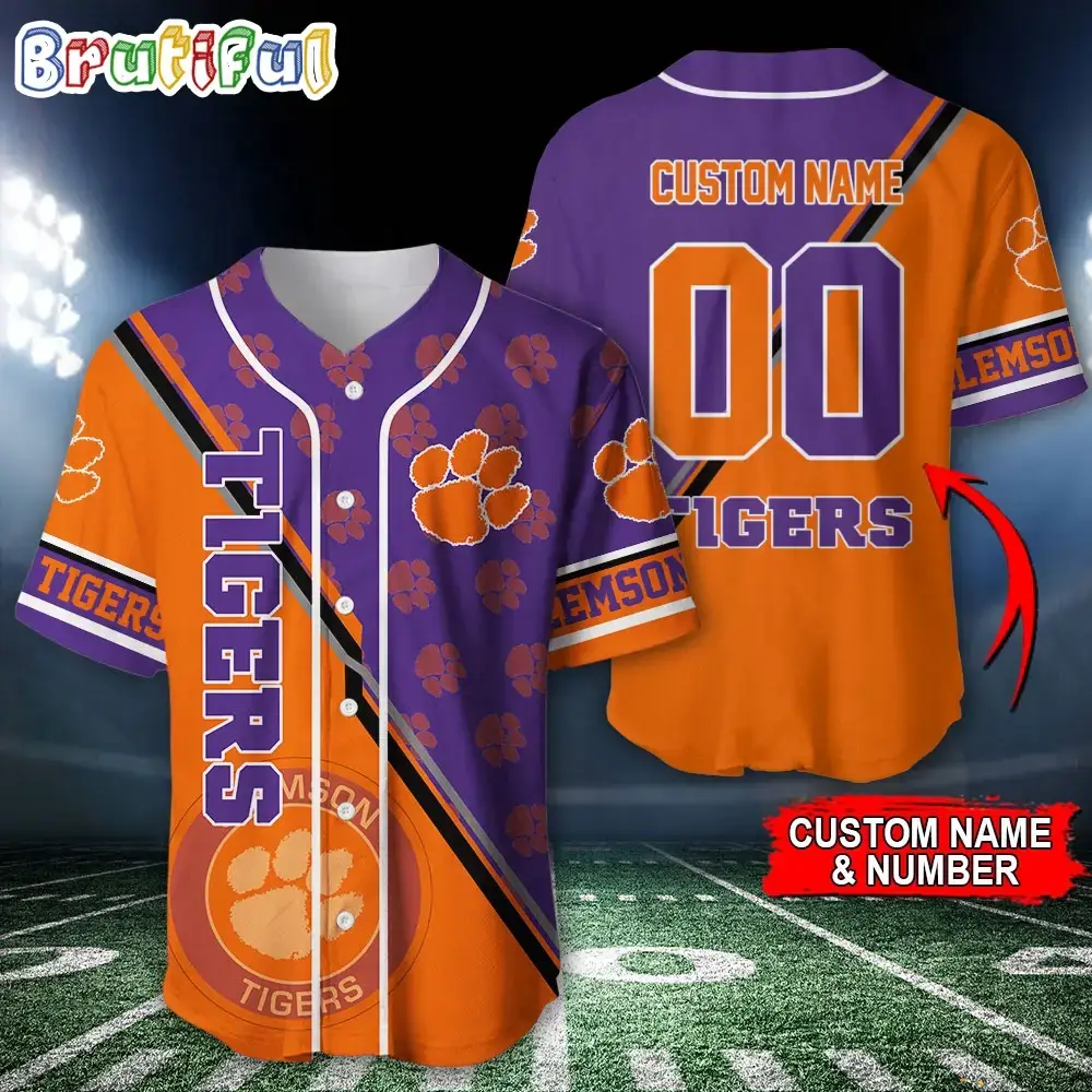 NCAA Clemson Tigers Baseball Jersey, Custom Sport Jersey Shirt Image