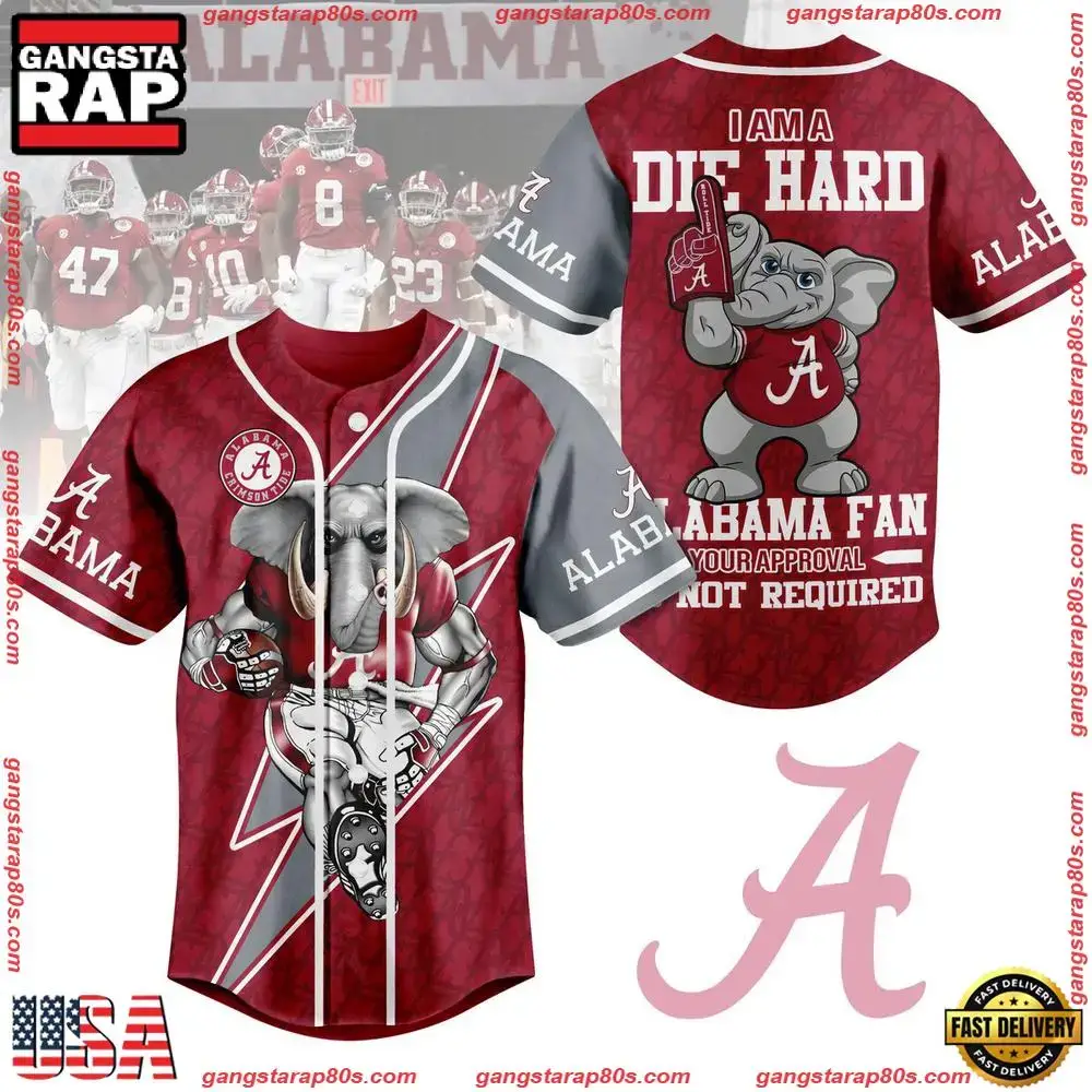 NCAA Custom Name Alabama Crimson Tide I Am A Die Hard New Design Baseball Jersey Image