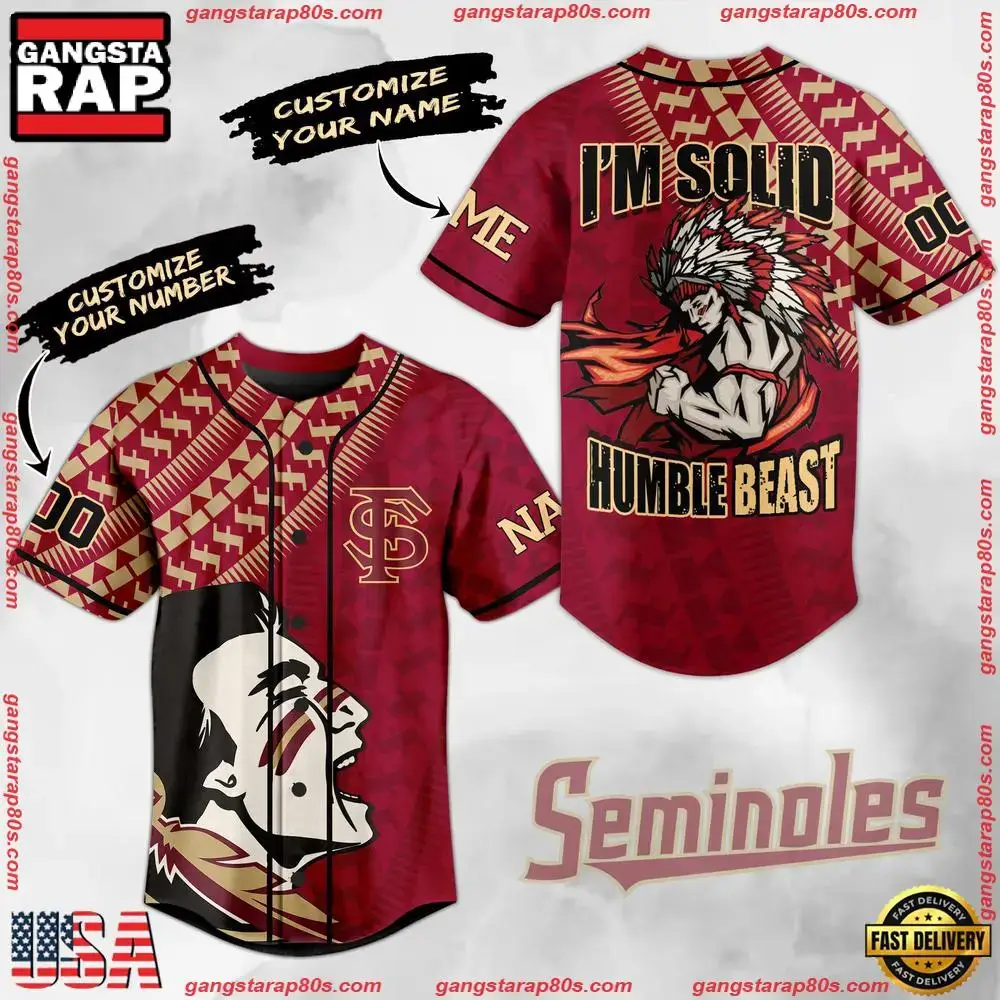 NCAA Custom Name Florida State Seminoles Football Mascot Ready To Fight New Design Baseball Jersey Image