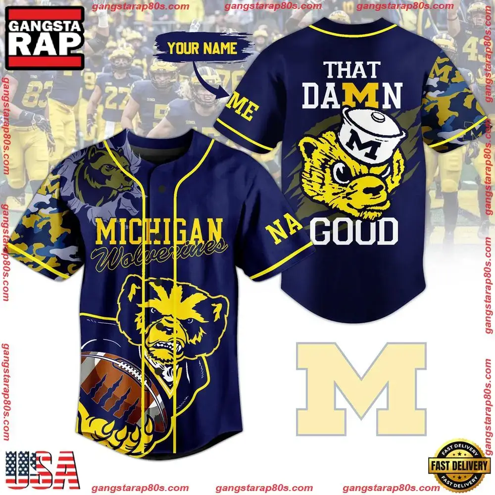 NCAA Custom Name Michigan Wolverines That Dawn Good New Design Baseball Jersey Image