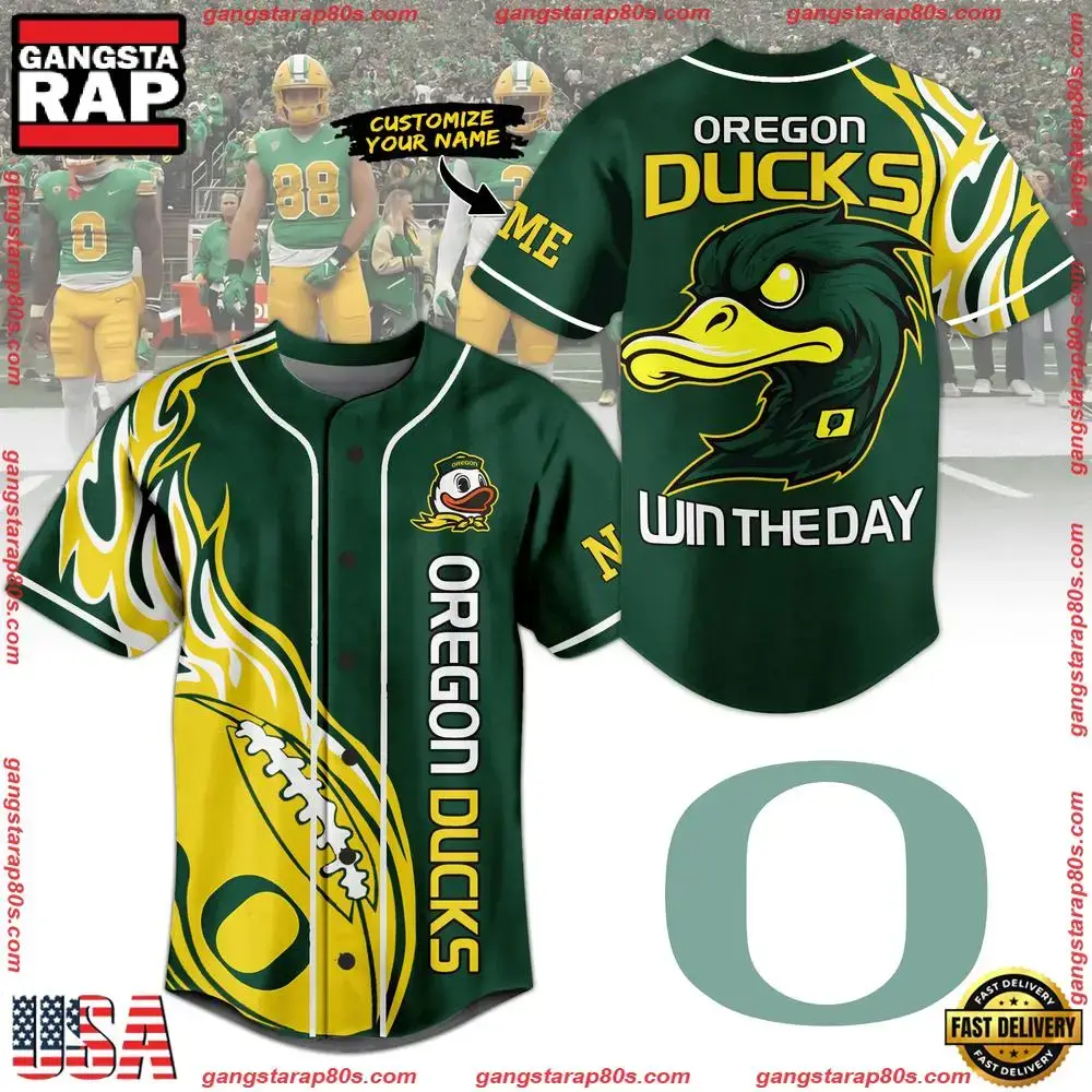 NCAA Custom Name Oregon Ducks Football Mascot Ready To Fight New Design Baseball Jersey Image