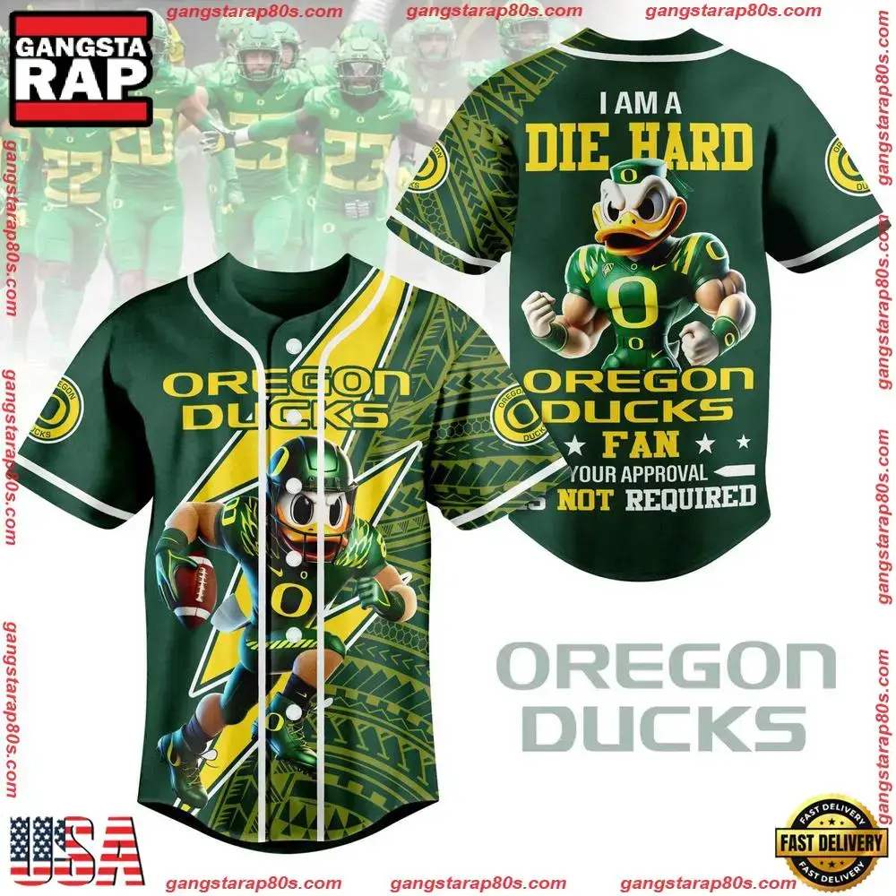 NCAA Custom Name Oregon Ducks I Am A Die Hard New Design Baseball Jersey Image