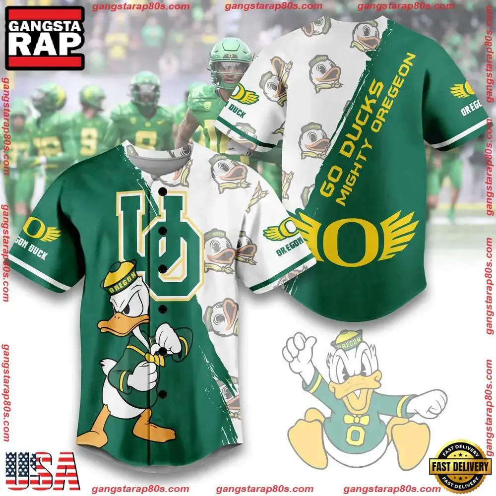 NCAA Custom Name Oregon Ducks Mighty Oregeon New Design Baseball Jersey Image