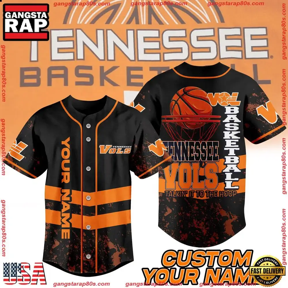 NCAA Custom Name Tennessee Volunteers Basketball Talkin'it To The Hoop New Design Baseball Jersey Image