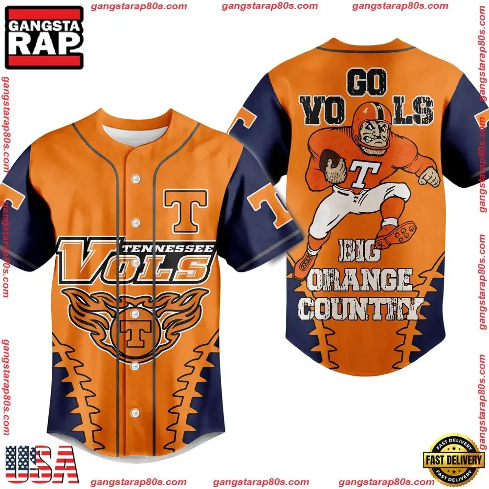NCAA Custom Name Tennessee Volunteers Go Vols Big Orange Country New Design Baseball Jersey Image