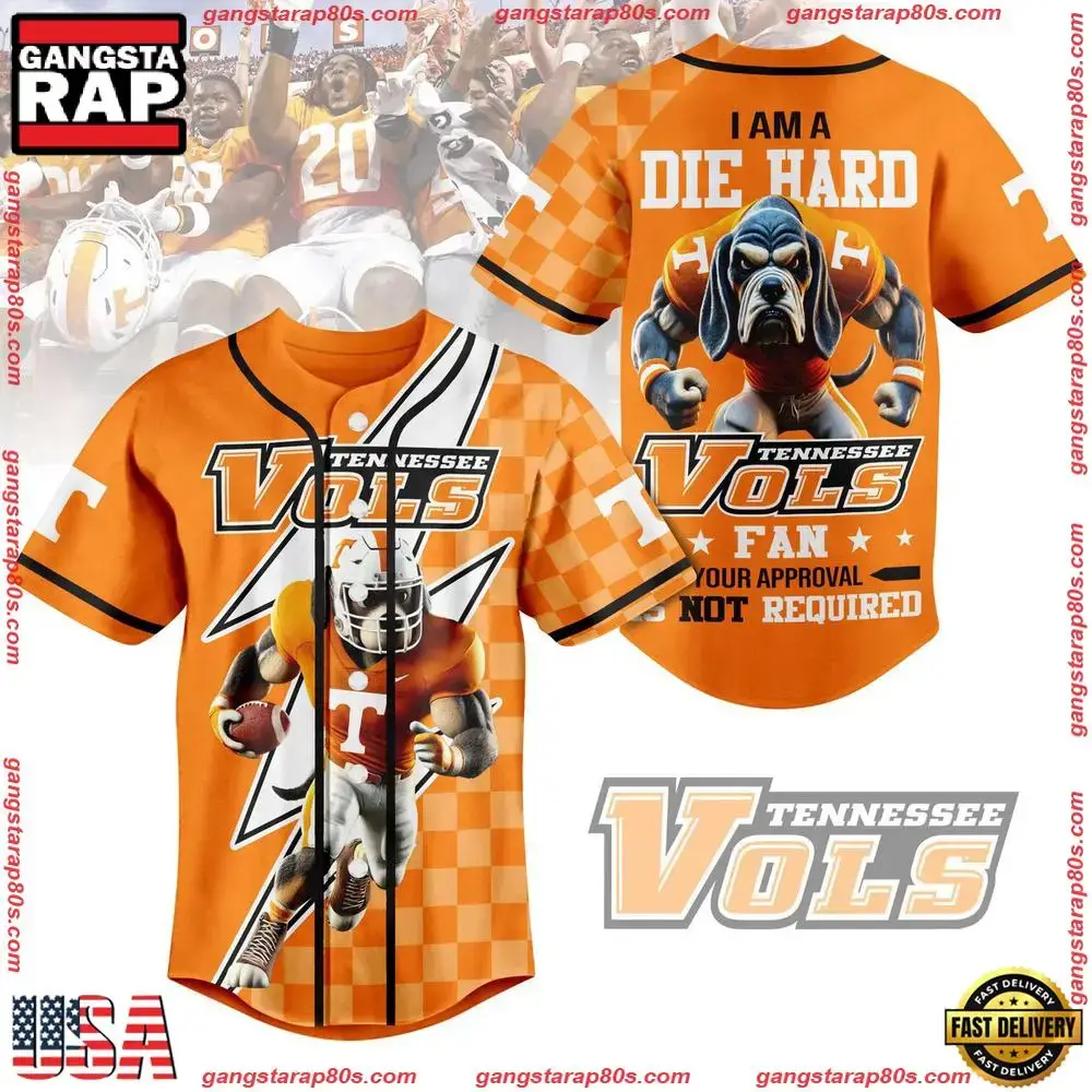 NCAA Custom Name Tennessee Volunteers I Am A Die Hard New Design Baseball Jersey Image