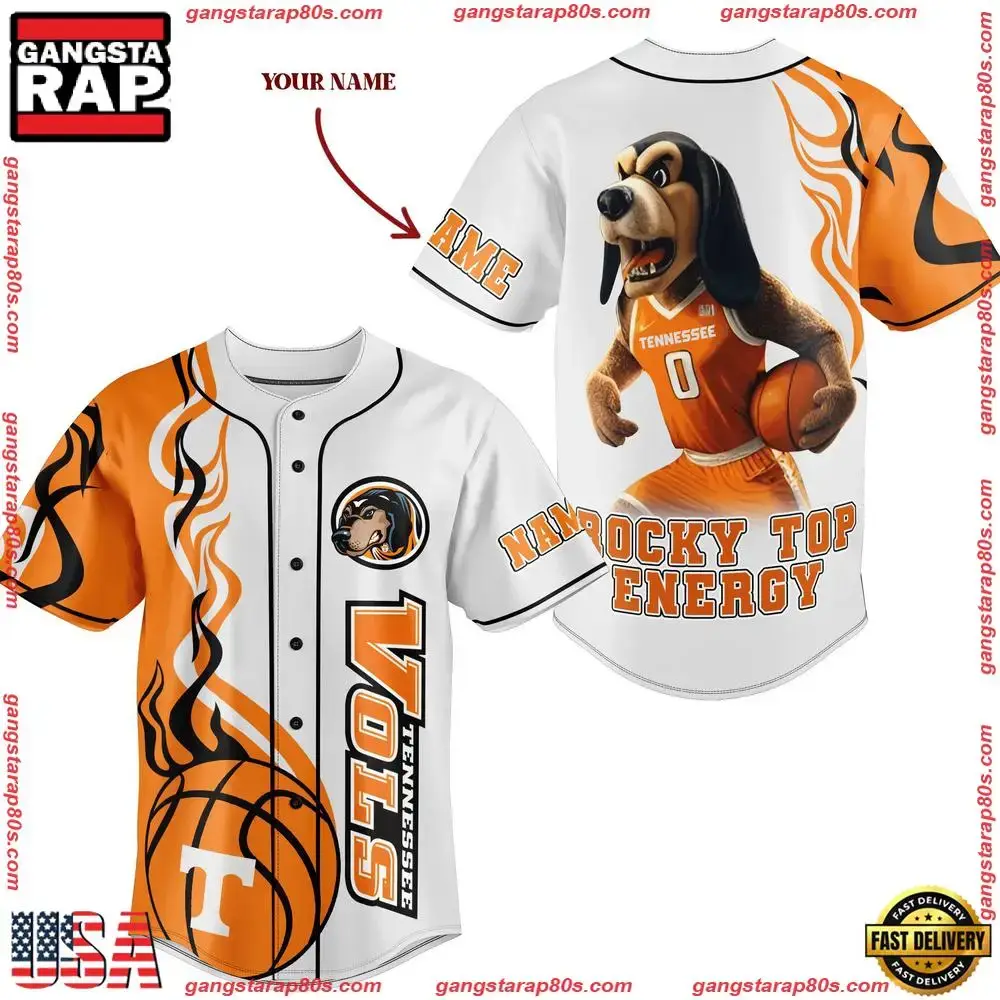 NCAA Custom Name Tennessee Volunteers Rocky Top Energy New Design Baseball Jersey Image