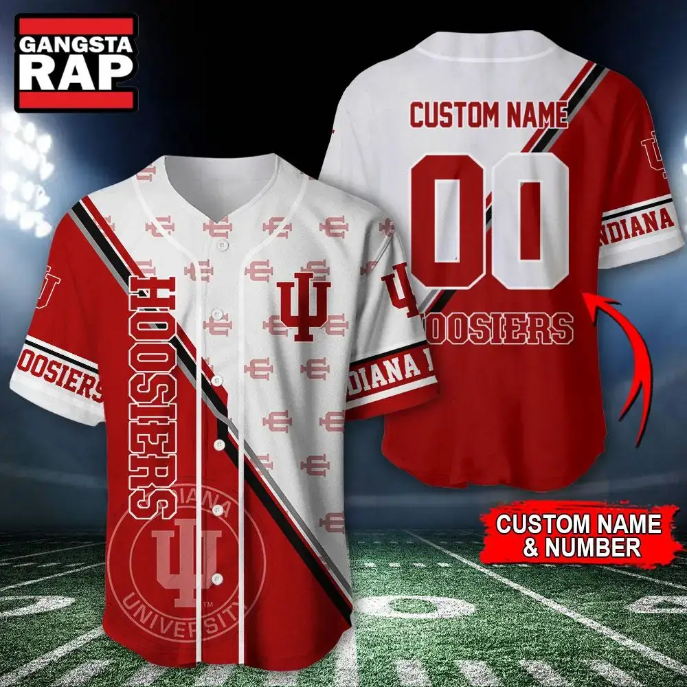 NCAA Indiana Hoosiers Logo Team Sport Design Baseball Jersey Image