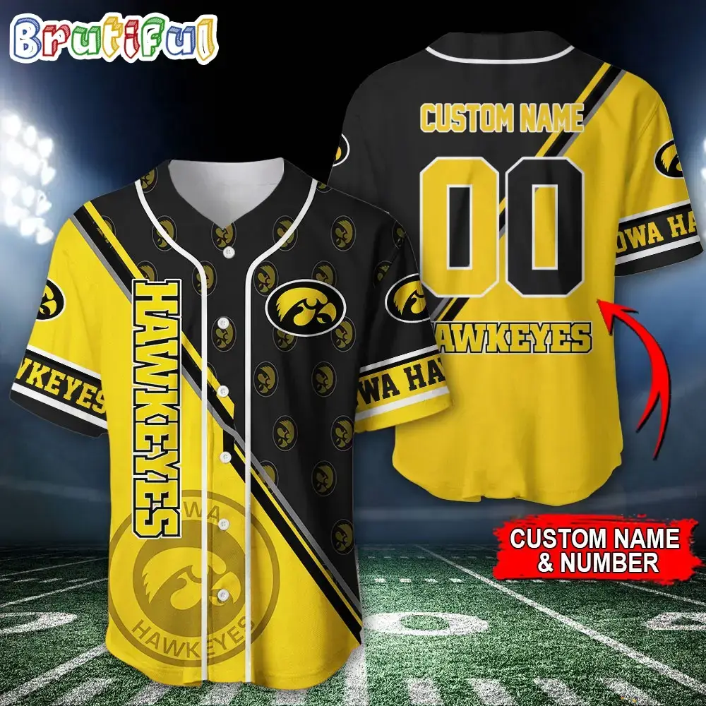 NCAA Iowa Hawkeyes Baseball Jersey, Custom Sport Jersey Shirt Image