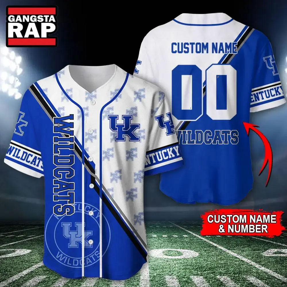 NCAA Kentucky Wildcats Logo Team Sport Design Baseball Jersey Image