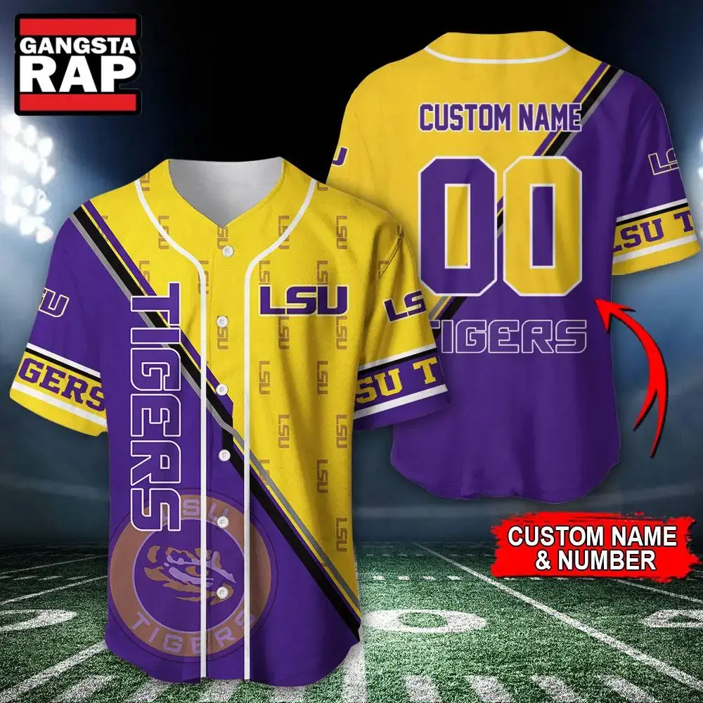 NCAA LSU Tigers Logo Team Sport Design Baseball Jersey Image