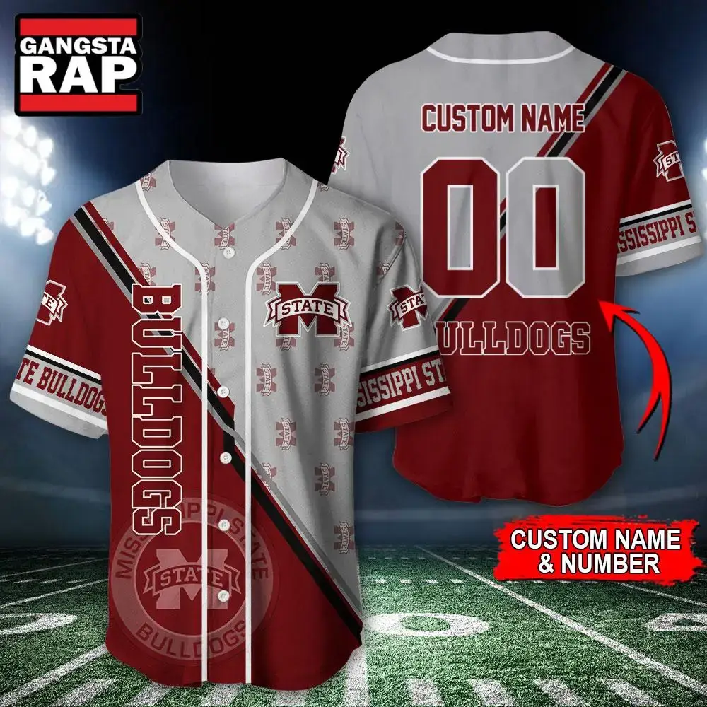 NCAA Mississippi State Bulldogs Logo Team Sport Design Baseball Jersey Image