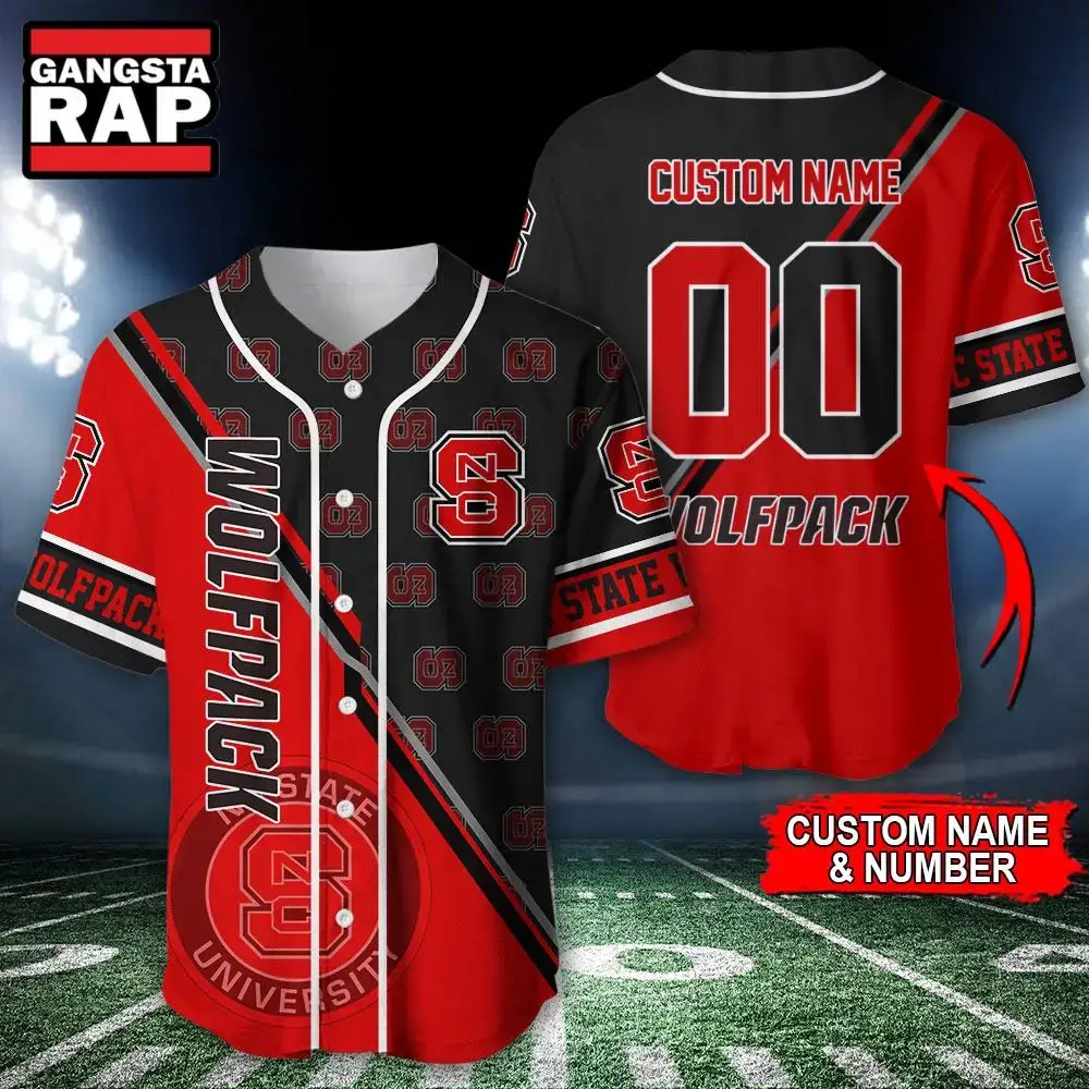 NCAA NC State Wolfpack Logo Team Sport Design Baseball Jersey Image