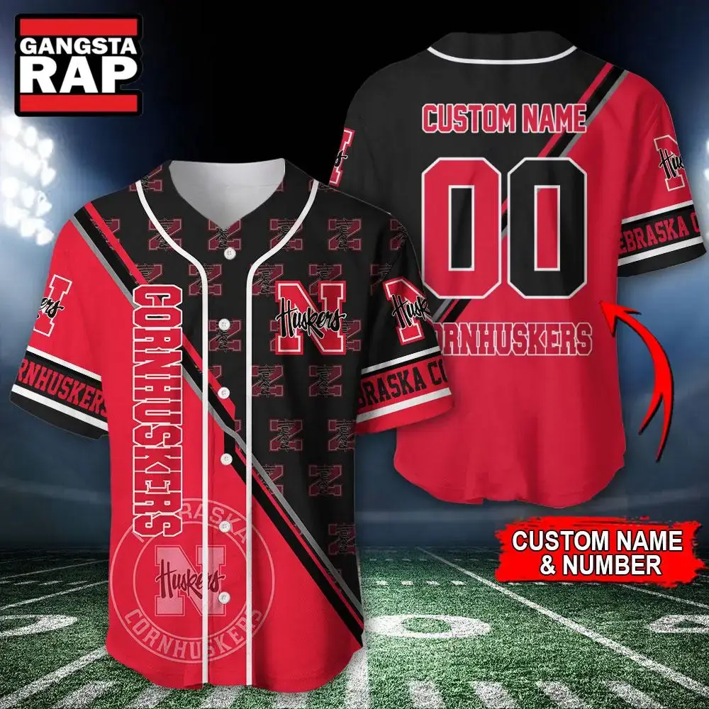 NCAA Nebraska Cornhuskers Logo Team Sport Design Baseball Jersey Image