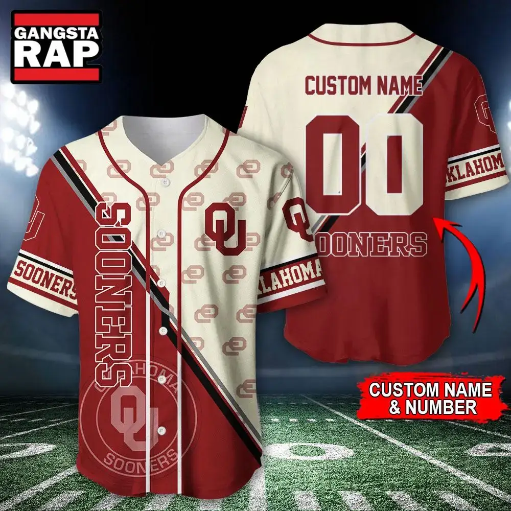 NCAA Oklahoma Sooners Logo Team Sport Design Baseball Jersey Image