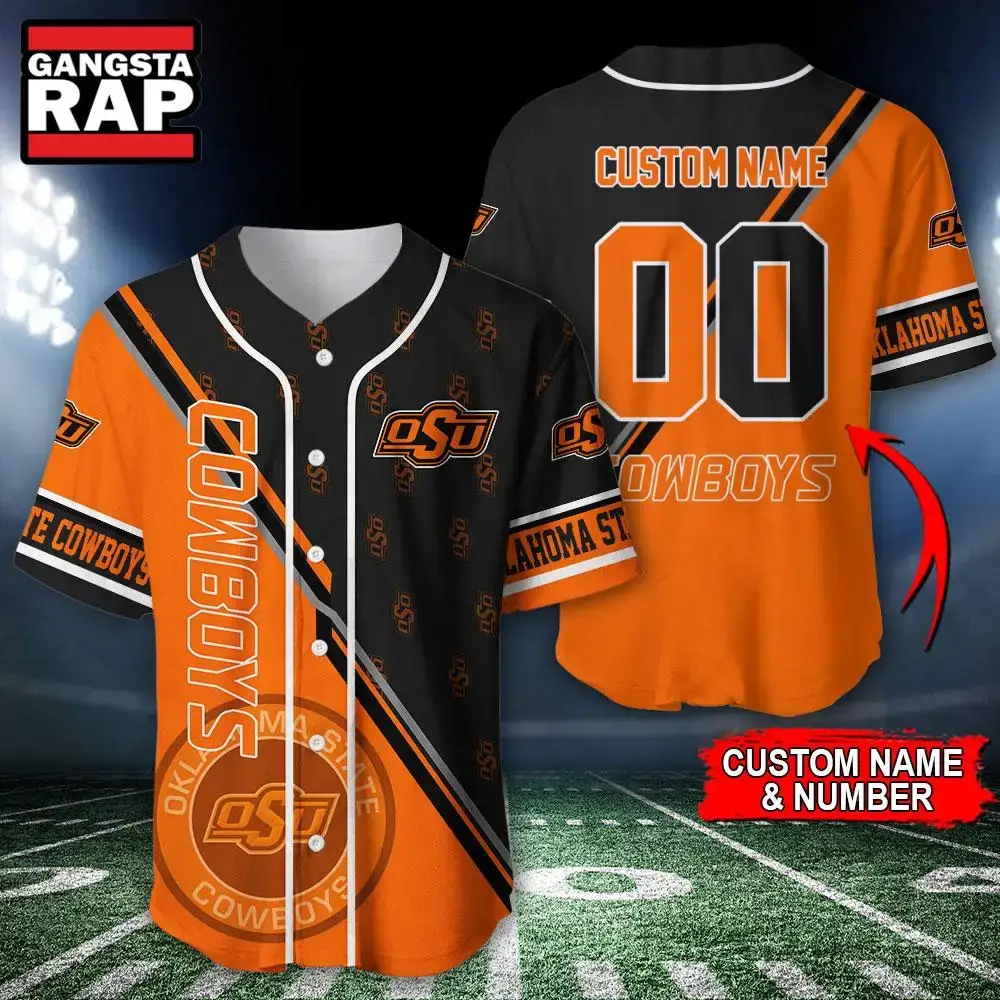 NCAA Oklahoma State Cowboys Logo Team Sport Design Baseball Jersey Image