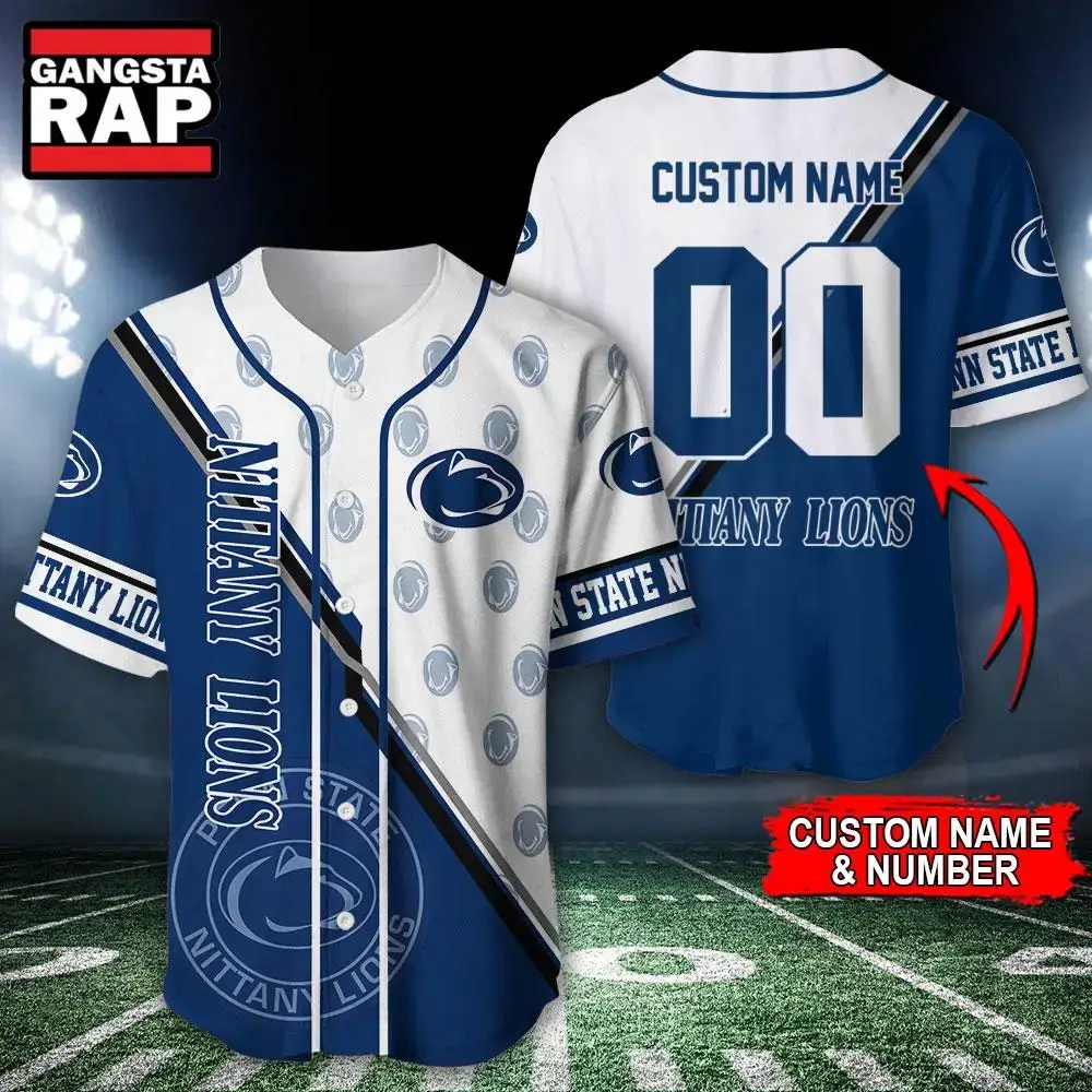 NCAA Penn State Nittany Lions Logo Team Sport Design Baseball Jersey Image