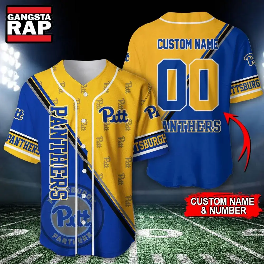 NCAA Pittsburgh Panthers Logo Team Sport Design Baseball Jersey Image