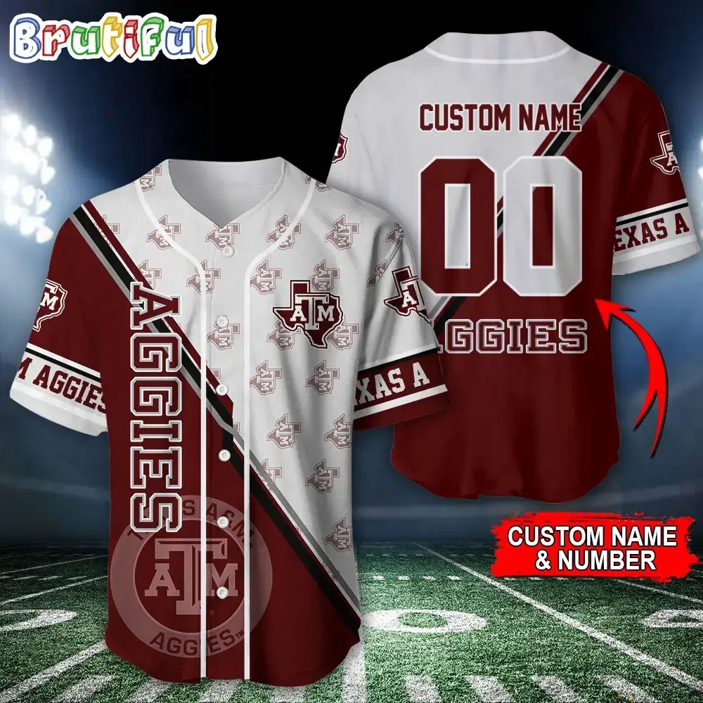 NCAA Texas A&ampM Aggies Baseball Jersey, Custom Sport Jersey Shirt Image