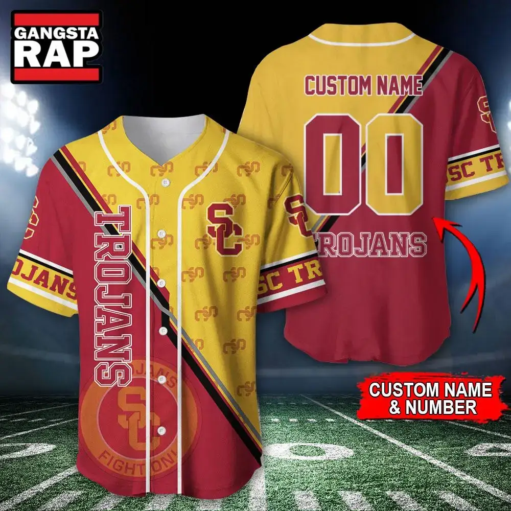 NCAA USC Trojans Logo Team Sport Design Baseball Jersey Image