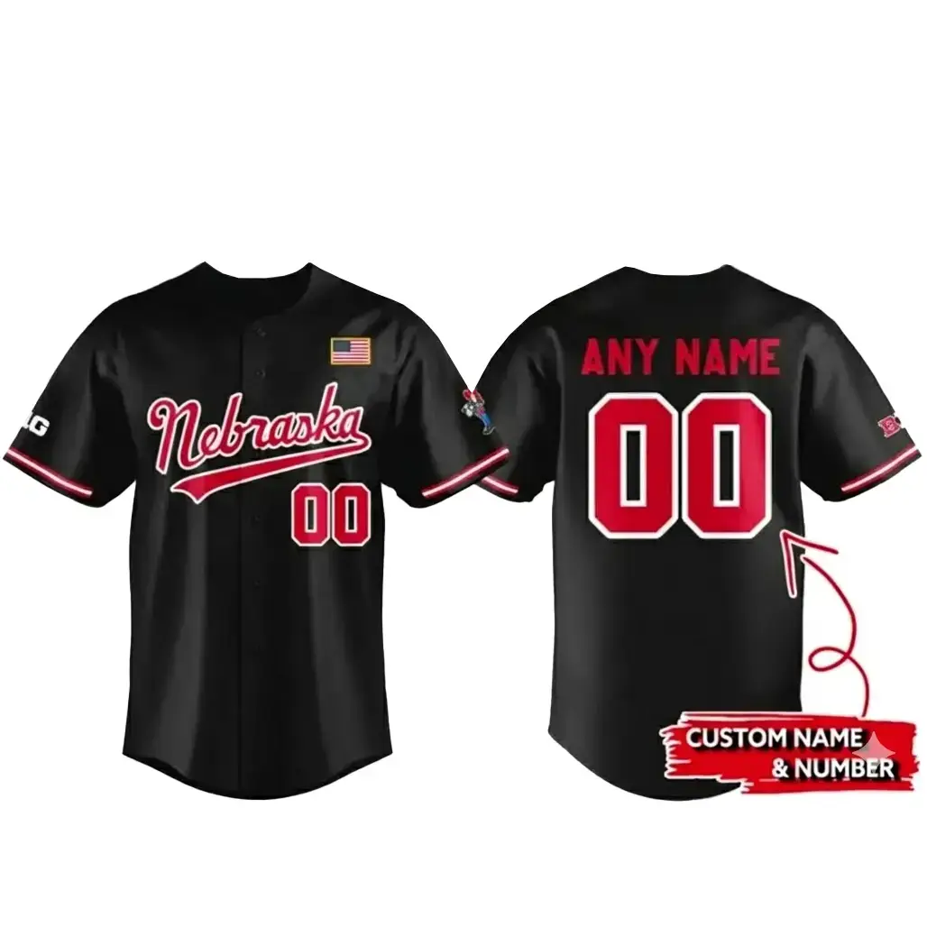 Nebraska Cornhuskers Back in Black Baseball Jersey Image