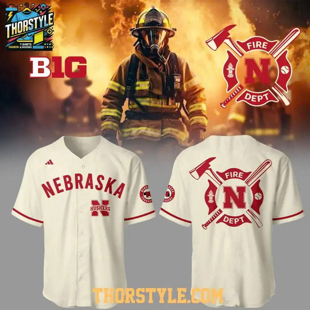 Nebraska Cornhuskers Firefighter Appreciation Night 2026 Personalized Baseball Jersey Image