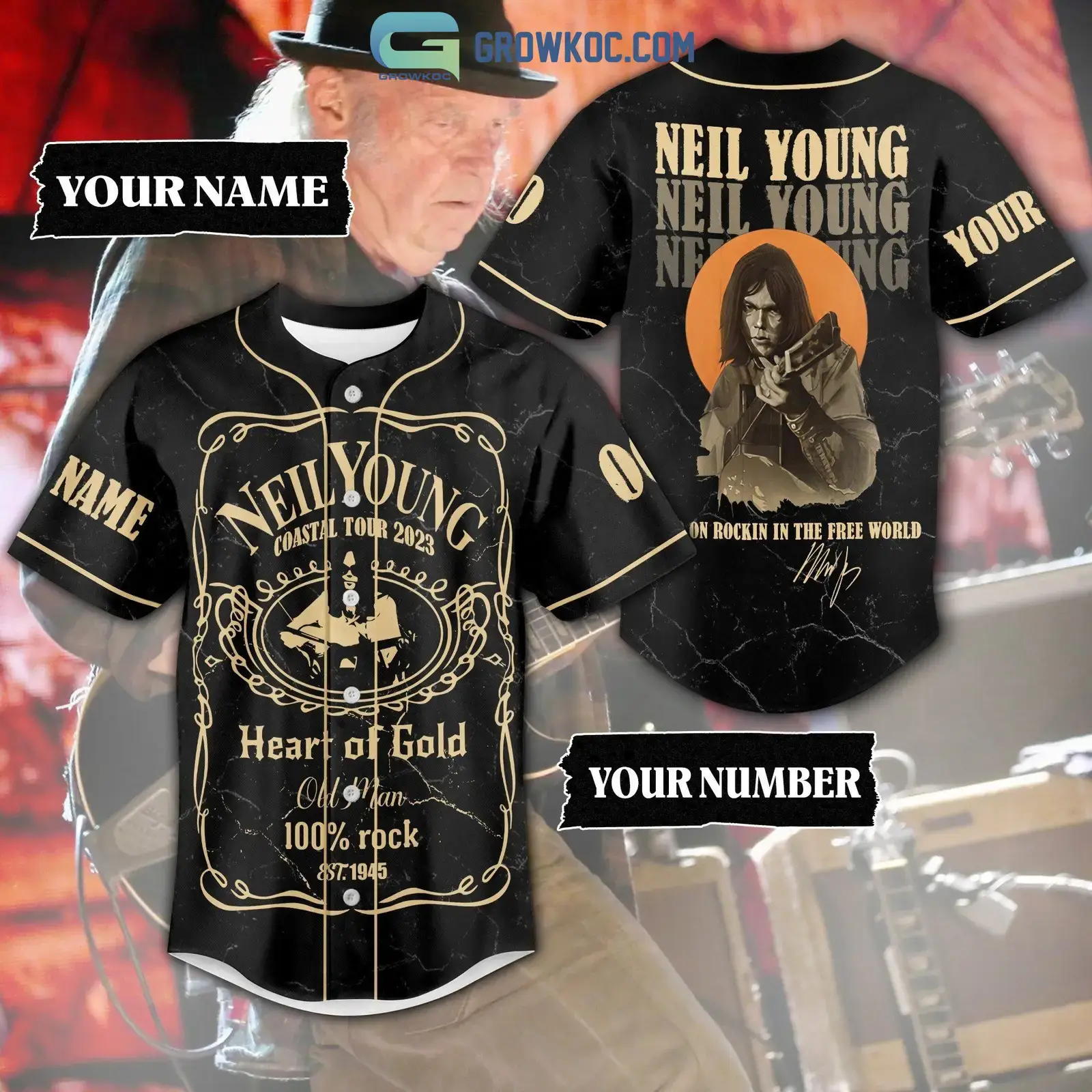 Neil Young Coastal Tour 2023 Keep On Rockin In The Free World Personalized Baseball Jersey Image