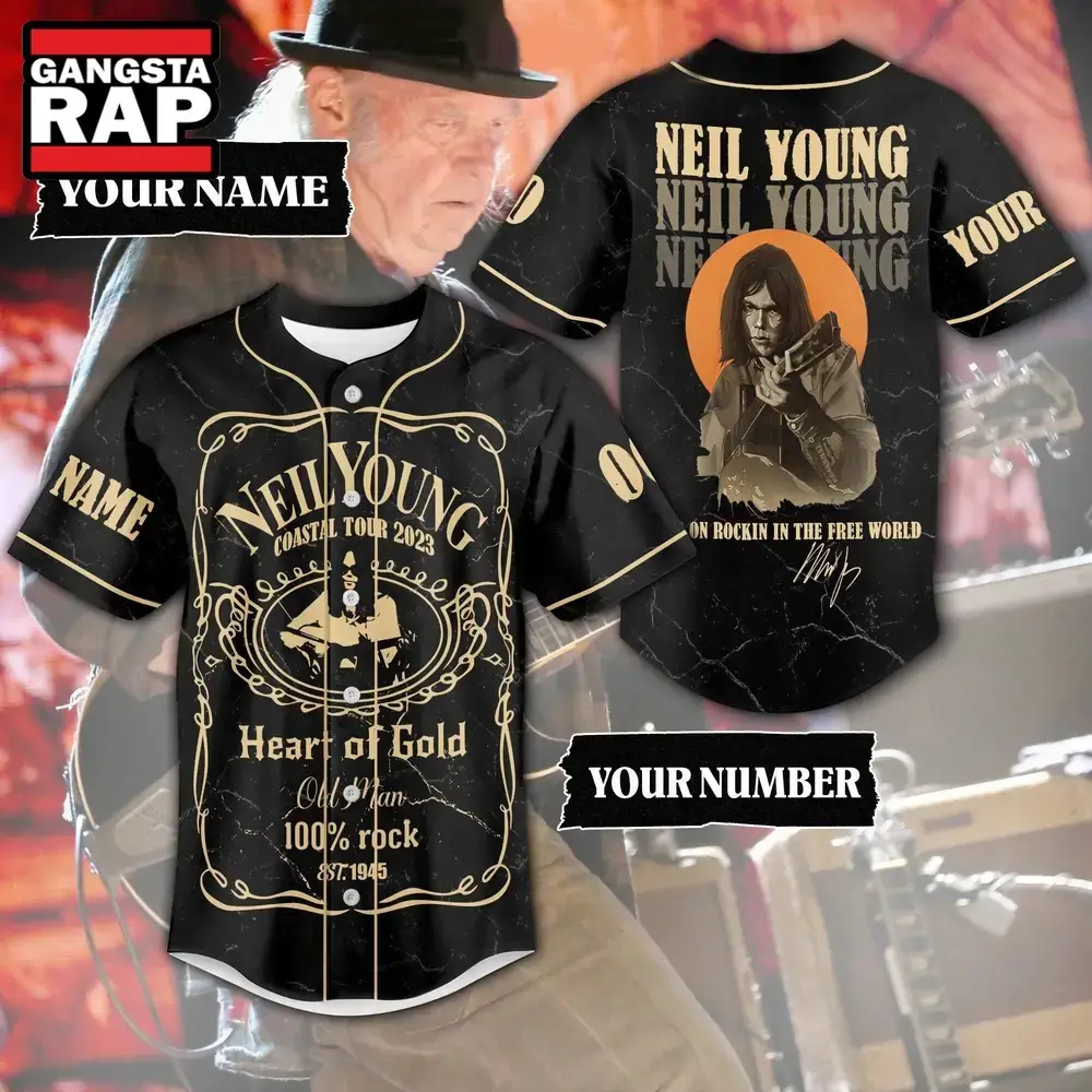 Neil Young Coastal Tour Keep On Rockin In The Free World Baseball Jersey Image