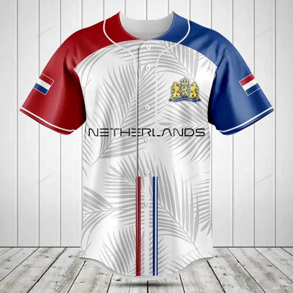 Netherlands Baseball Jersey - Stylish Tropical Design, National Pride Apparel Image