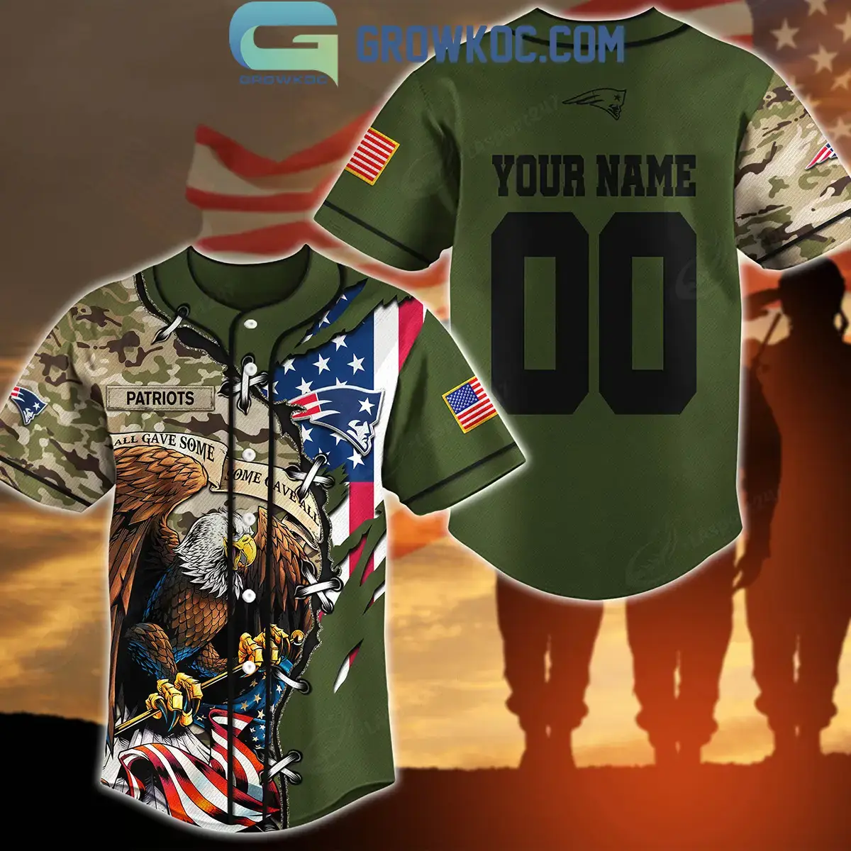 New England Patriots Veteran Proud Of America Personalized Baseball Jersey Image