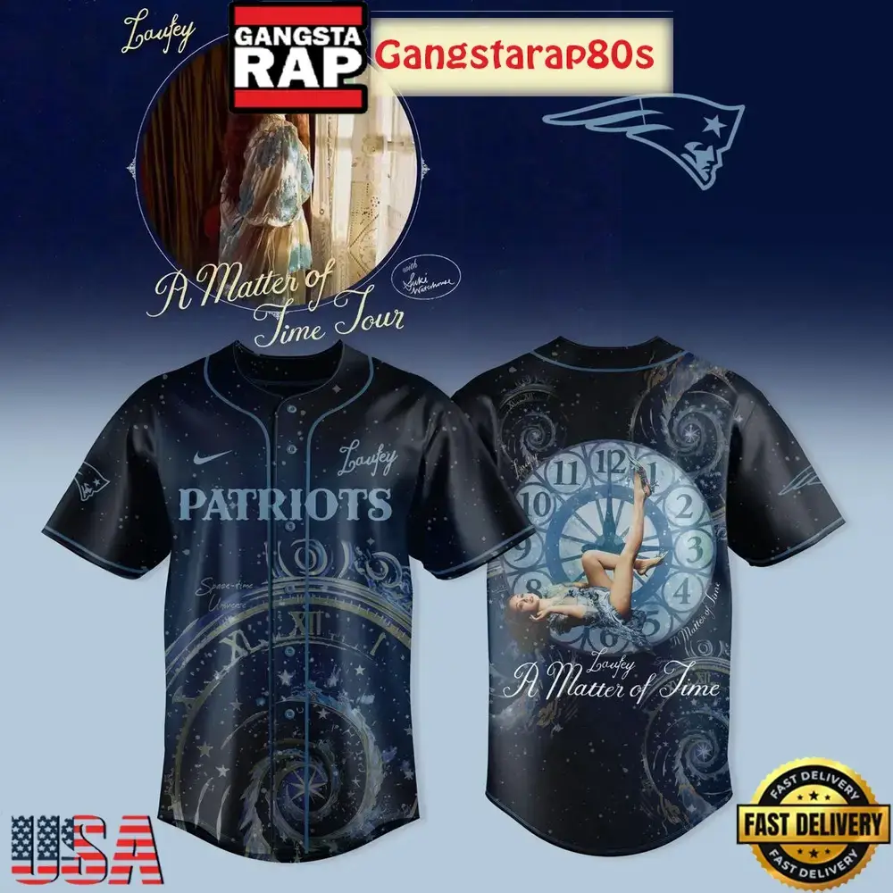 New England Patriots x Laufey A Matther Of Time Tour 2025 Baseball Jersey Shirt Image