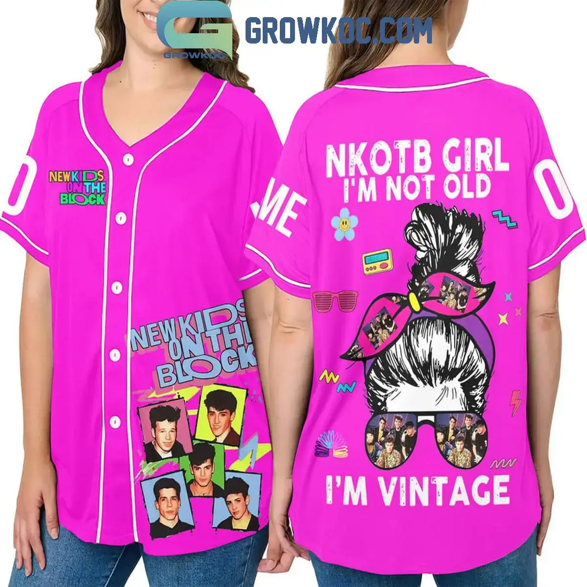 New Kids On The Block I'm Not Old I'm Vintage Hot Pink Personalized Baseball Jersey Image