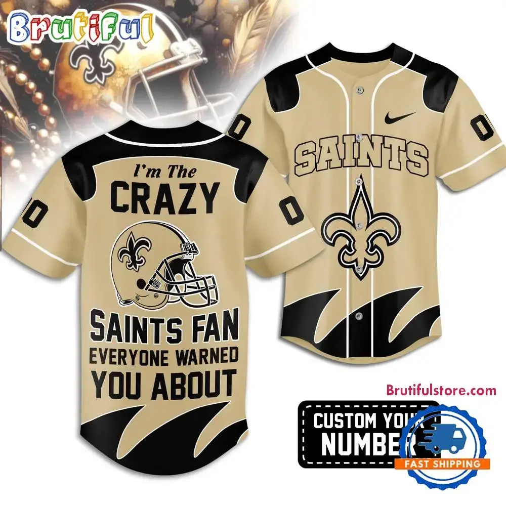 New Orleans Saints 2026 NFL Crazy Football Fan Personalized Jersey Shirt Image