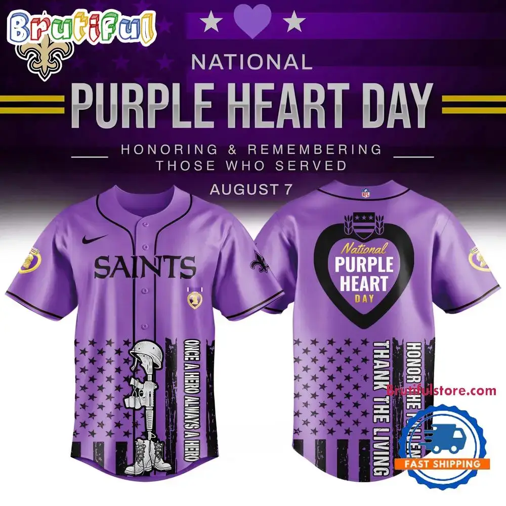 New Orleans Saints Purple Heart Day Limited Edition Baseball Jersey Image