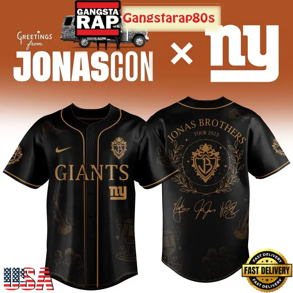 New York Giants x Jonas Brother Greetings From Your Hometown 2025 Special Baseball Jersey Image
