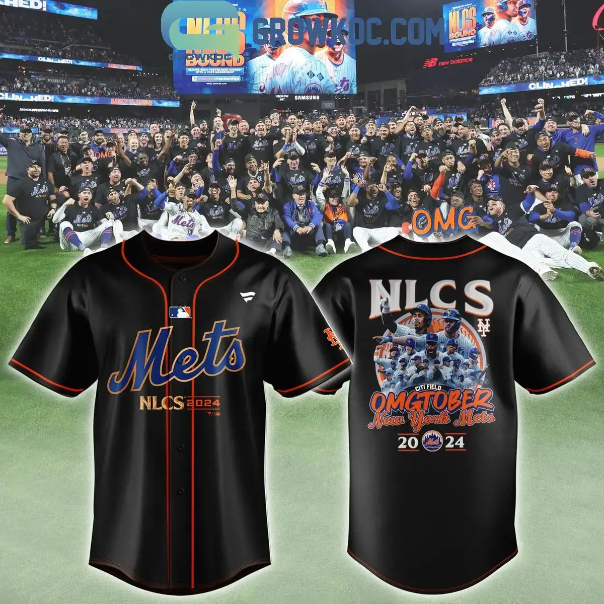 New York Mets 2024 National League Division Champions OMGtober Baseball Jersey Image